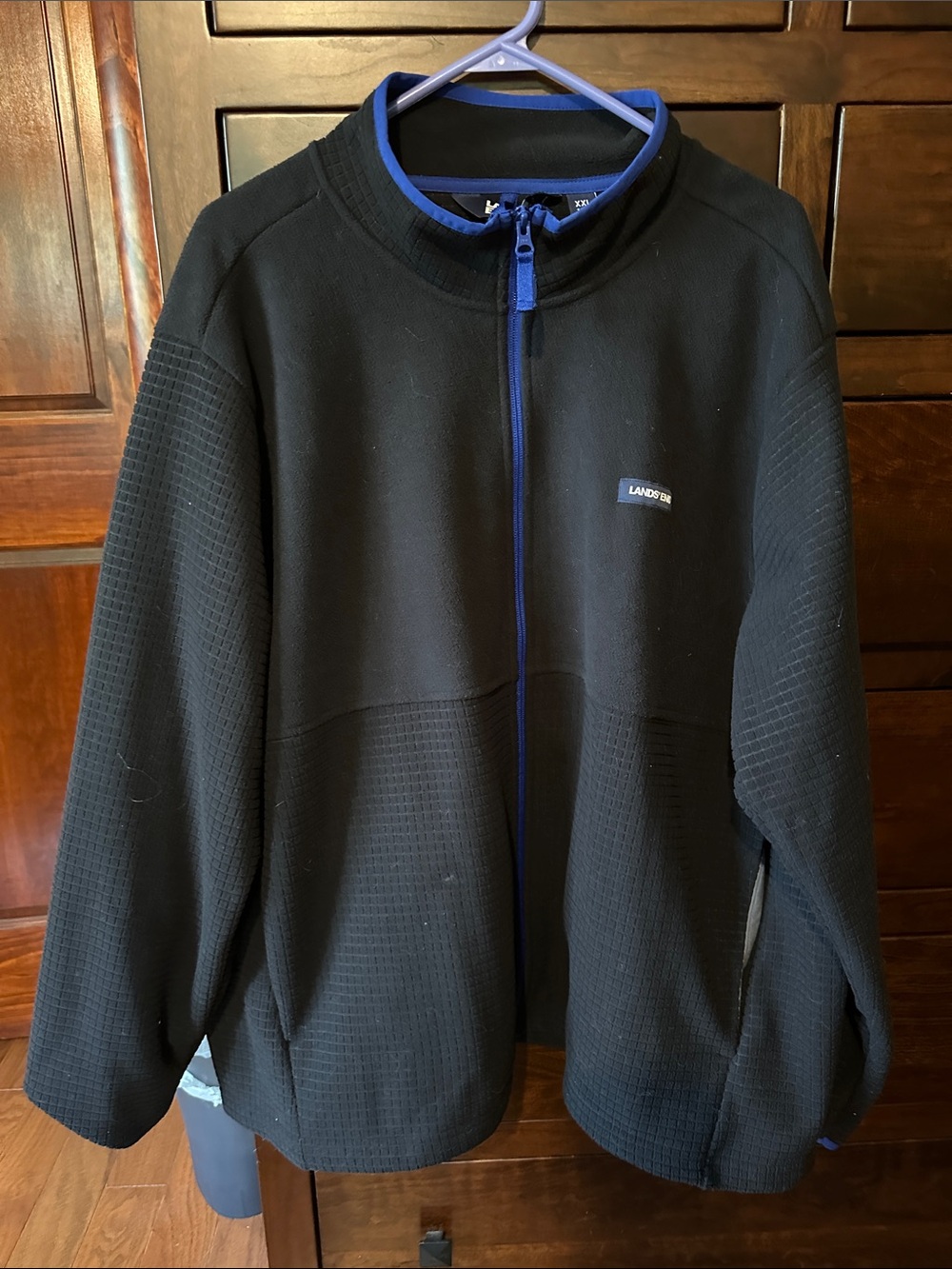 Lands' End Black Jacket with Blue Trim - Full Zip Performance